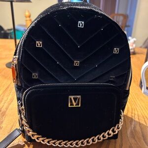 Victoria’s Secret Black Velvet Backpack